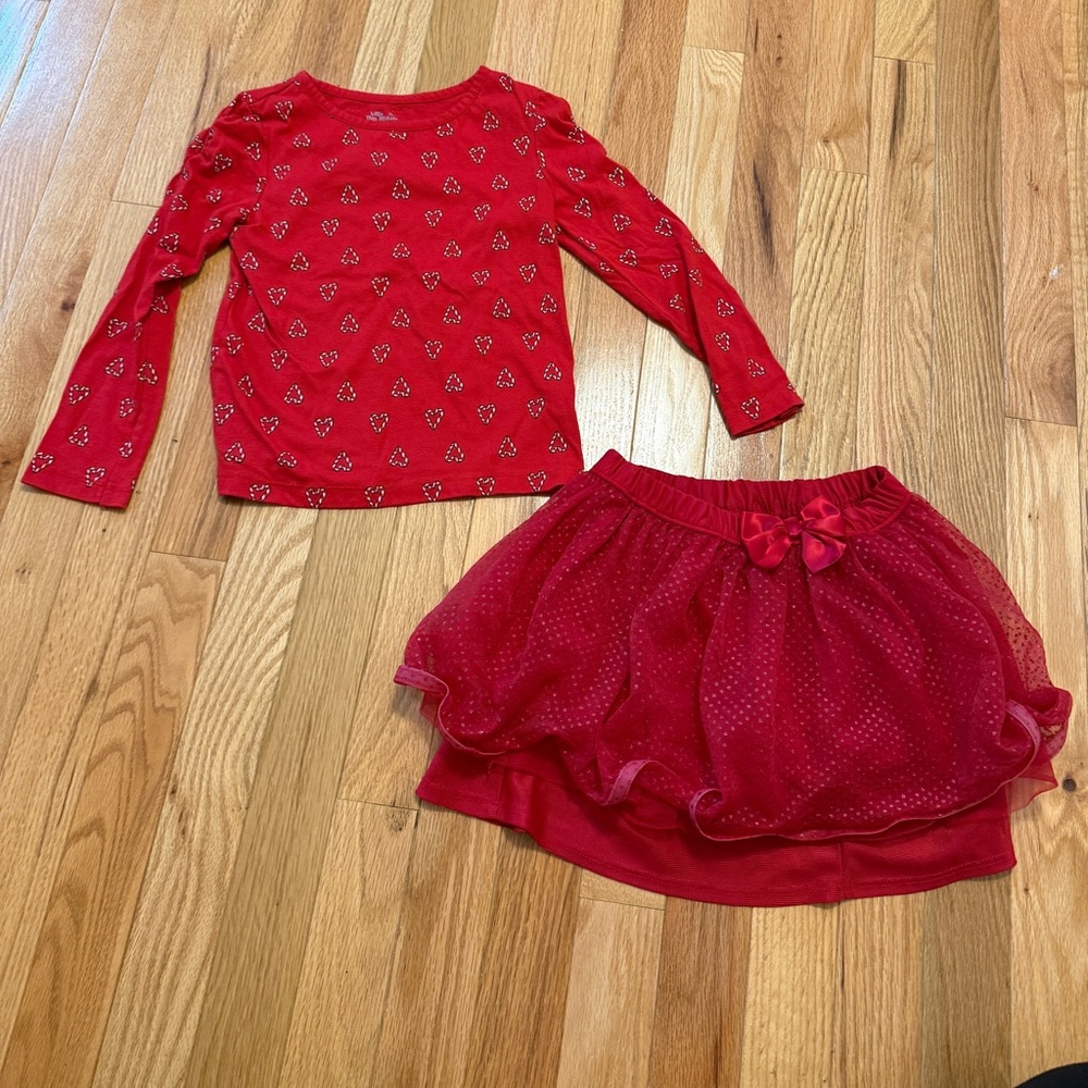 Christmas/ Holiday Time Vibrant Red shirt and skirt